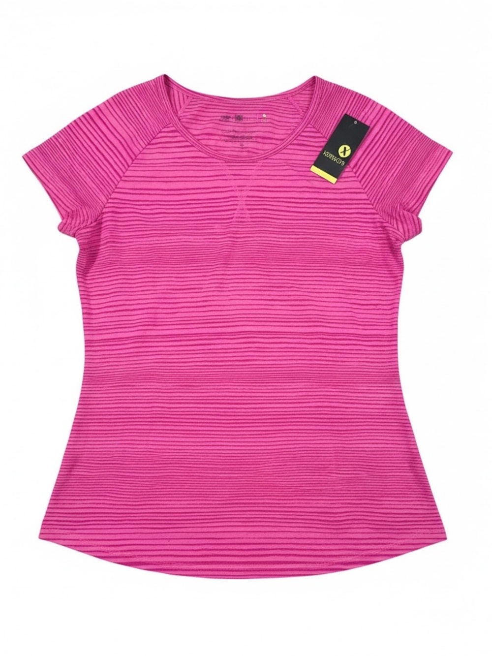 Women's Xersion Pink Striped Activewear Short Sleeved T-Shirt Size M